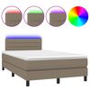 vidaXL Cama box spring con colch&oacute;n y LED tela gris taupe 120x190 cm