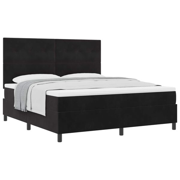 vidaXL Cama tipo Box Spring con colch&oacute;n Negro 180 x 200 cm tela