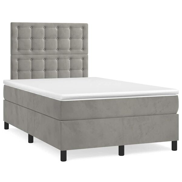 vidaXL Cama box spring con colch&oacute;n terciopelo gris claro 120x190 cm