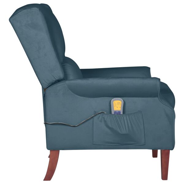 vidaXL Sill&oacute;n de masaje reclinable de terciopelo azul