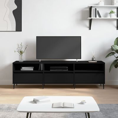 vidaXL Mueble de TV madera contrachapada negro 150x30x44,5 cm