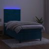 vidaXL Cama box spring colch&oacute;n y LED terciopelo azul oscuro 80x200 cm