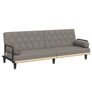 vidaXL Sof&aacute; cama con reposabrazos tela gris taupe