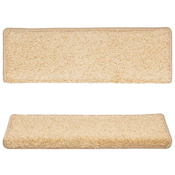 vidaXL Alfombrillas para escaleras 15 unidades 65x21x4 cm color crema borde rectangular