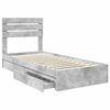 vidaXL Cama con almacenamiento con cabecera Gris Concreto 90 x 200 cm