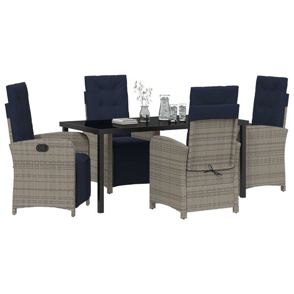vidaXL Conjunto de Comedor de Jardín 5 pcs Gris ratán sintético