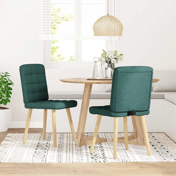 vidaXL Sillas de comedor 2 unidades tela verde oscuro