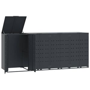 vidaXL Cobertizo para 4 cubos de basura acero antracita 276x79x117 cm