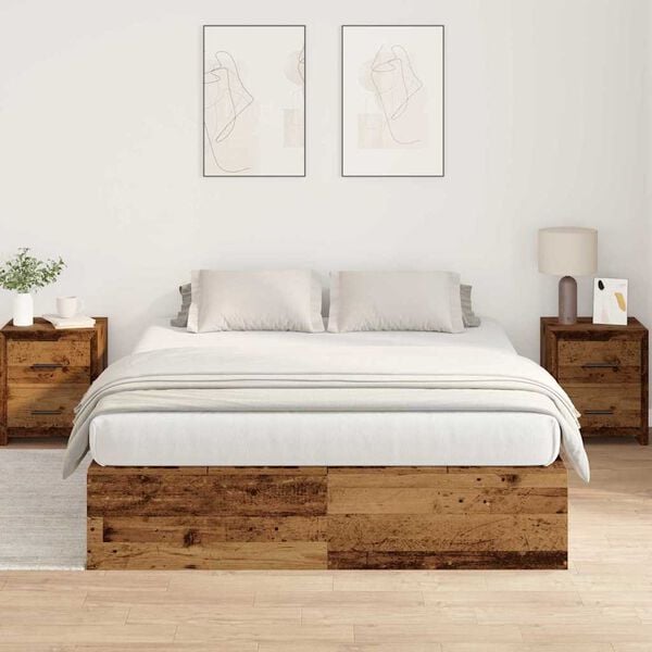 vidaXL Cama con almacenamiento Madera Vieja 135 x 190 cm
