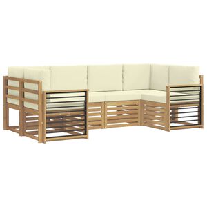 vidaXL Conjunto de Sof&aacute; Seccional 6 pcs Blanco y Crema Poli&eacute;ster