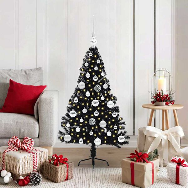 vidaXL &Aacute;rbol de Navidad Artificial Preiluminado Negro 120 cm PVC