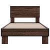 vidaXL Estructura cama madera ingenier&iacute;a metal roble marr&oacute;n 75x190 cm