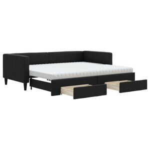 vidaXL Sof&aacute; cama nido con cajones tela negro 90x190 cm