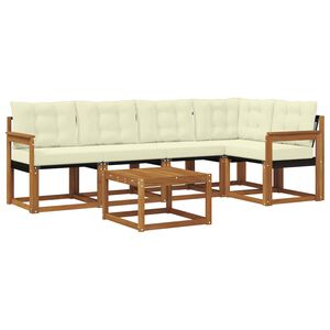 vidaXL Conjunto de sof&aacute;s de exterior con coj&iacute;n 6 pcs Natural y Crema