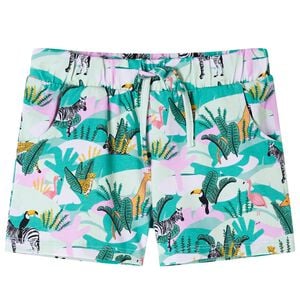 Pantalones cortos infantiles con cord&oacute;n menta claro 92