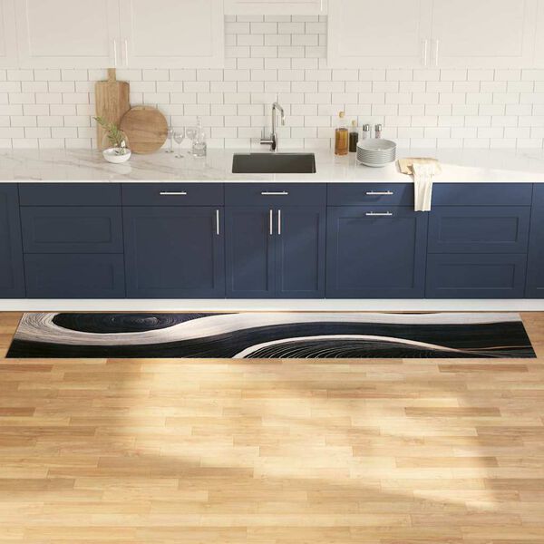 vidaXL Alfombra de cocina Negro 300 x 60 cm Terciopelo