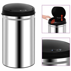 vidaXL Cubo de basura con sensor autom&aacute;tico 40 L acero inoxidable