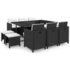 vidaXL Set comedor de jard&iacute;n 11 piezas y cojines rat&aacute;n sint&eacute;tico negro