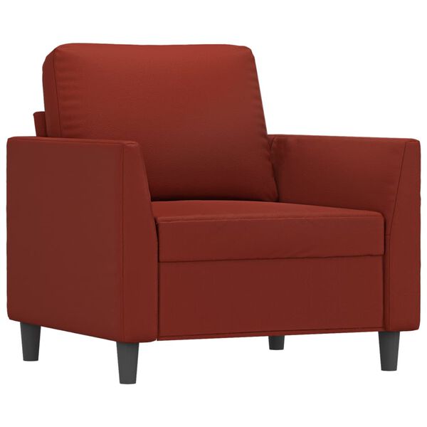 vidaXL Sill&oacute;n con taburete cuero sint&eacute;tico rojo tinto 60 cm