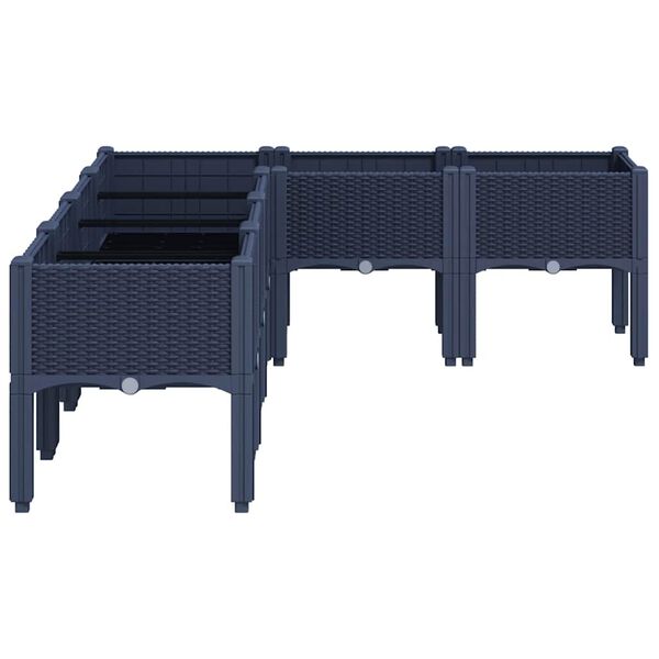 vidaXL Jardinera con patas PP azul gris 160x120x42 cm