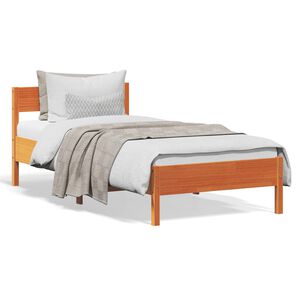 vidaXL Cama sin colch&oacute;n madera maciza de pino marr&oacute;n cera 100x200 cm