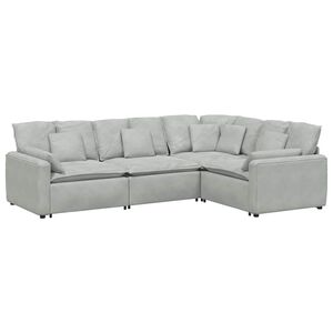 vidaXL Sof&aacute; modular con cojines de terciopelo gris claro