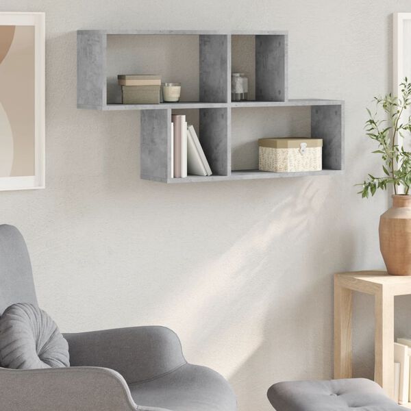 vidaXL Estante de pared madera ingeniería gris hormigón 100x20x53 cm