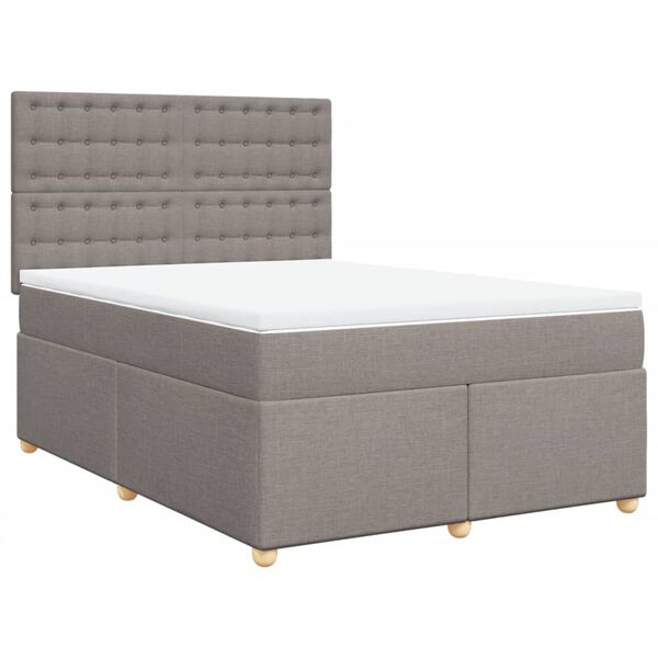 vidaXL Cama box spring con colch&oacute;n tela gris taupe 160x200 cm