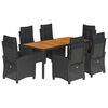 vidaXL Set de comedor de jard&iacute;n 7 pzas y cojines rat&aacute;n sint&eacute;tico negro
