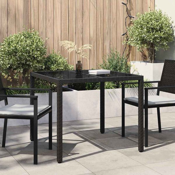 vidaXL Mesa de comedor de jard&iacute;n Negro 90 x 90 x 75 cm Polirat&aacute;n