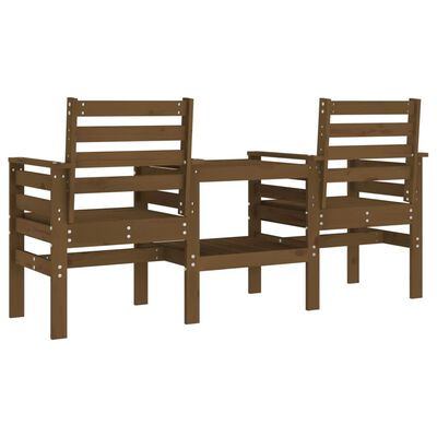 vidaXL Banco jardín con mesa 2 plazas madera maciza pino marrón miel