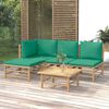 vidaXL Set de muebles de jardín 5 piezas bambú con cojines verde