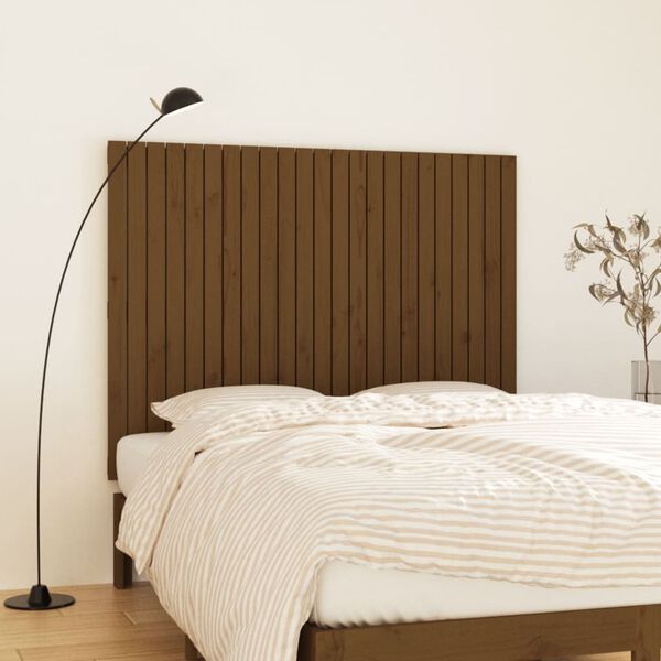 vidaXL Cabecero de cama pared madera maciza marr&oacute;n miel 146,5x3x110 cm
