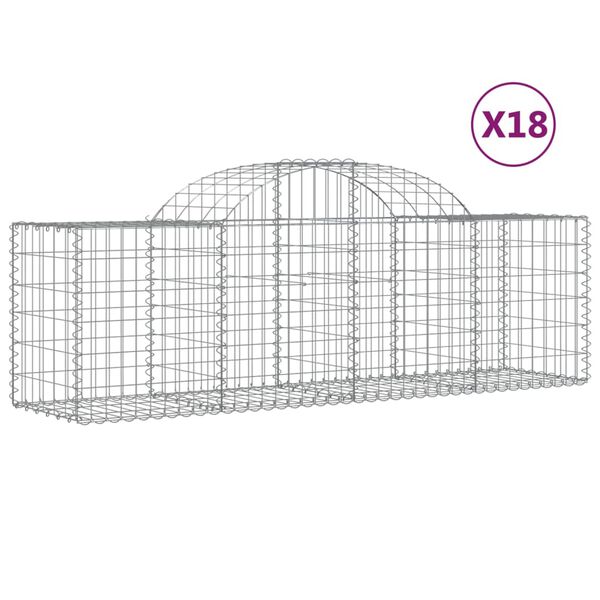vidaXL Cestas de gaviones 18 uds forma de arco hierro 200x50x60/80 cm