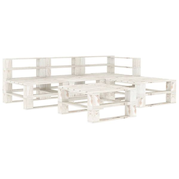 vidaXL Juego de muebles de palets para jard&iacute;n 5 piezas madera blanco