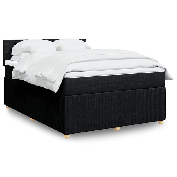 vidaXL Cama box spring con colch&oacute;n tela negro 140x200 cm