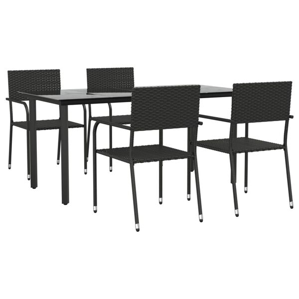 vidaXL Juego de comedor de jardín 5 pzas ratán sintético y acero negro
