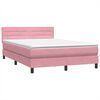 vidaXL Cama box spring con colch&oacute;n y LED terciopelo rosa 160x220 cm