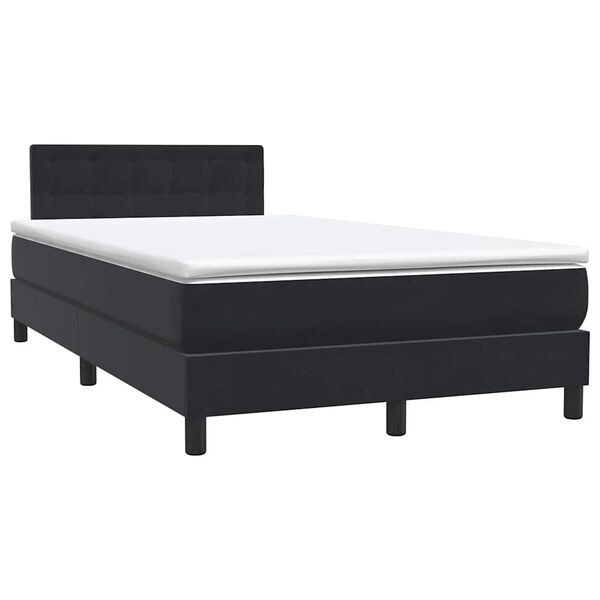vidaXL Cama box spring con colch&oacute;n terciopelo negro 120x210 cm