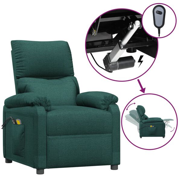 vidaXL Sillón de masaje eléctrico tela verde oscuro