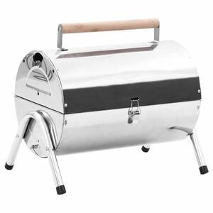 vidaXL Barbacoa de carb&oacute;n de sobremesa acero inoxidable doble parrilla