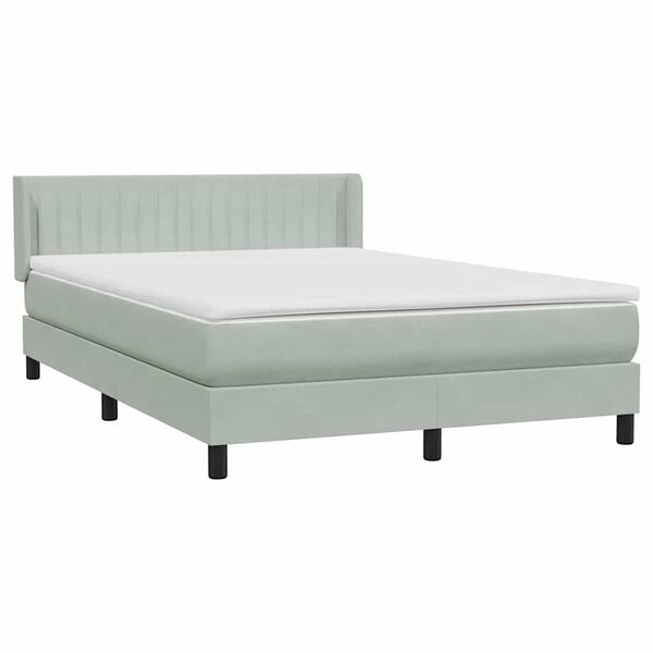 vidaXL Cama box spring con colch&oacute;n terciopelo gris claro 140x210 cm