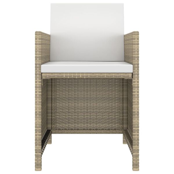 vidaXL Set comedor de jard&iacute;n 3 pzas con cojines rat&aacute;n sint&eacute;tico beige