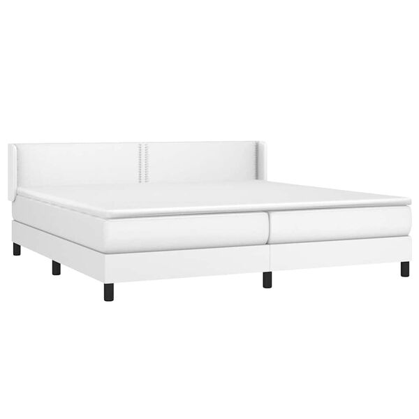 vidaXL Cama box spring con colch&oacute;n cuero sint&eacute;tico blanco 200x200 cm