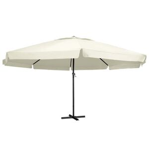 vidaXL Sombrilla de jard&iacute;n con palo de aluminio blanco arena 600 cm