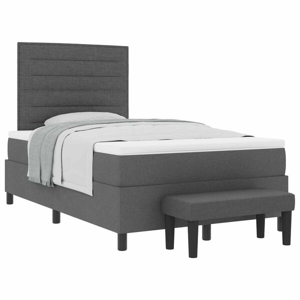 vidaXL Cama tipo Box Spring con colch&oacute;n Gris oscuro 120 x 190 cm tela