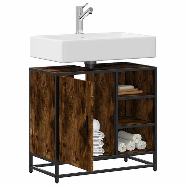 vidaXL Mueble de ba&ntilde;o para lavabo roble ahumado 65x33x60 cm