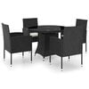 vidaXL Juego de comedor para jard&iacute;n 5 piezas rat&aacute;n sint&eacute;tico negro