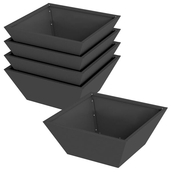 vidaXL Maceta para Jard&iacute;n 5 pcs Negro 40 x 40 x 15 cm