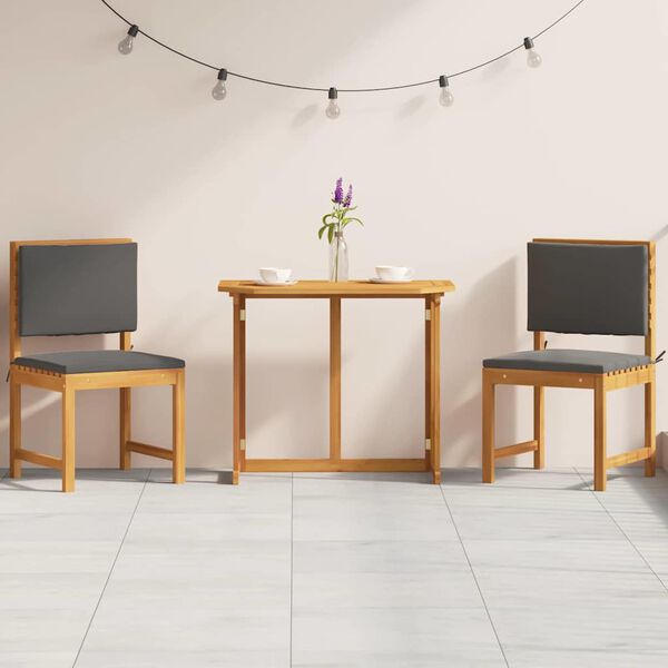 vidaXL Juego Bistro de Jardín 3 pcs Marrón madera maciza de acacia